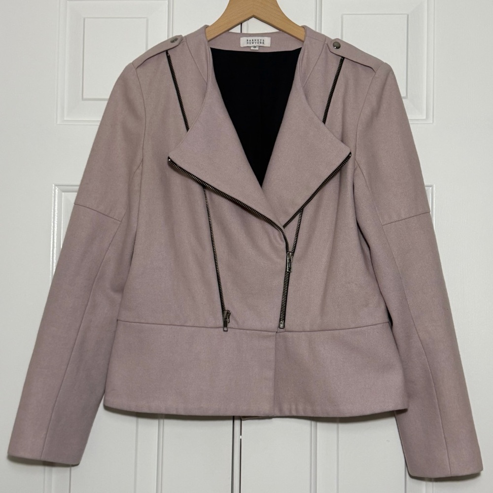 Barneys New York Blush Moto Jacket Size 8 Asymmetrical Zip